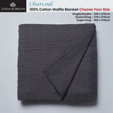 NNEDSZ Charcoal 100% Cotton Waffle Blanket Single/Double