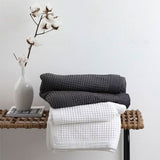 NNEDSZ White 100% Cotton Waffle Blanket Super King