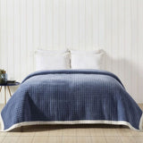 NNEDSZ Private Collection Box Denim Blue Cotton Velvet Coverlet Queen/King