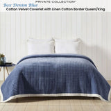 NNEDSZ Private Collection Box Denim Blue Cotton Velvet Coverlet Queen/King