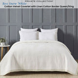 NNEDSZ Private Collection Box Snow White Cotton Velvet Coverlet Queen/King