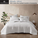 NNEDSZ Rhodes Silver 100% Cotton Box Quilted Coverlet Single/Double