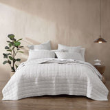 NNEDSZ Rhodes Silver 100% Cotton Box Quilted Coverlet Queen/King