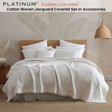 NNEDSZ Platinum Collection Kailaini Caramel Cotton Woven Jacquard Coverlet Set Queen/King