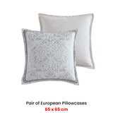 NNEDSZ Davinci Pair of Alexander Silver European Pillowcases 65 x 65cm