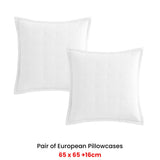NNEDSZ Platinum Collection Pair of Ascot White European Pillowcases 65 x 65cm