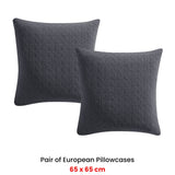 NNEDSZ Platinum Collection Pair of Kayo Charcoal 100% Cotton European Pillowcases 65 x 65 + 16cm