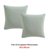NNEDSZ Platinum Collection Pair of Kayo Sage 100% Cotton European Pillowcases 65 x 65 + 16cm