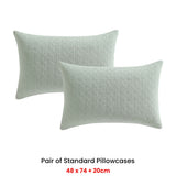 NNEDSZ Platinum Collection Pair of Kayo Sage 100% Cotton Standard Pillowcases 48 x 73 + 20cm