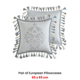 NNEDSZ Davinci Pair of Orion Silver European Pillowcases 65 x 65cm