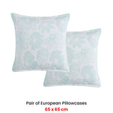 NNEDSZ Platinum Collection Pair of Poppi Aqua European Pillowcases 65 x 65cm