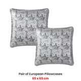 NNEDSZ Davinci Pair of Trieste Silver European Pillowcases 65 x 65cm