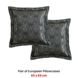 NNEDSZ Davinci Pair of Valencia Emerald European Pillowcases 65 x 65cm