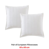 NNEDSZ Private Collection Pair of Winton White Jacquard European Pillowcases 65 x 65cm