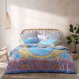 NNEDSZ Avila Blue Cotton Rich Percale Reversible Quilt Cover Set Queen