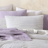 NNEDSZ Platinum Collection Balmoral Lilac 100% Cotton Woven Check Stripes Quilt Cover Set King