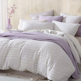 NNEDSZ Platinum Collection Balmoral Lilac 100% Cotton Woven Check Stripes Quilt Cover Set Super King