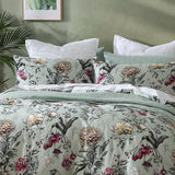 NNEDSZ Logan and Mason 250TC Botanical Coast Sage Cotton Sateen Quilt Cover Set Super King