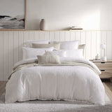 NNEDSZ Platinum Collection Caspian White Cotton Matelasse Quilt Cover Set Super King
