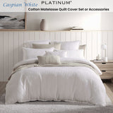 NNEDSZ Platinum Collection Caspian White Cotton Matelasse Quilt Cover Set Super King