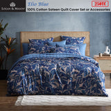NNEDSZ Elio Blue 250TC 100% Cotton Sateen Quilt Cover Set Queen