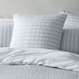 NNEDSZ Platinum Collection Emmet Sage Ruched Pin Striped Quilt Cover Set Queen