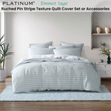 NNEDSZ Platinum Collection Emmet Sage Ruched Pin Striped Quilt Cover Set Super King