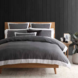 NNEDSZ Essex Charcoal Cotton-rich Percale Print Quilt Cover Set Super King