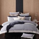 NNEDSZ Essex Navy Cotton-rich Percale Print Quilt Cover Set King
