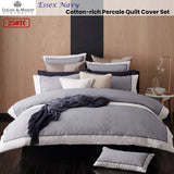 NNEDSZ Essex Navy Cotton-rich Percale Print Quilt Cover Set Queen