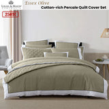 NNEDSZ Essex Olive Cotton-rich Percale Print Quilt Cover Set Queen