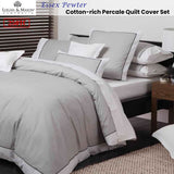 NNEDSZ Essex Pewter Cotton-rich Percale Print Quilt Cover Set Super King