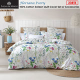 NNEDSZ Floriana Ivory 250TC 100% Cotton Sateen Quilt Cover Set King