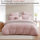 NNEDSZ Platinum Collection Frankie Blush Honeycomb Waffle Jacquard Quilt Cover Set King