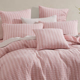 NNEDSZ Platinum Collection Frankie Blush Honeycomb Waffle Jacquard Quilt Cover Set Queen