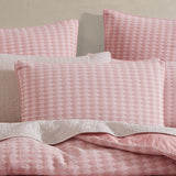 NNEDSZ Platinum Collection Frankie Blush Honeycomb Waffle Jacquard Quilt Cover Set Queen