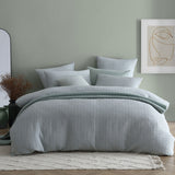 NNEDSZ Platinum Collection Frankie Sage Cotton Rich Waffle Quilt Cover Set King