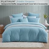 NNEDSZ Platinum Collection Frankie Turquoise Honeycomb Waffle Jacquard Quilt Cover Set King