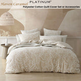 NNEDSZ Platinum Collection Haven Caramel Polyester Cotton Quilt Cover Set Queen