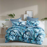 NNEDSZ Heather Blue Cotton-rich Percale Print Quilt Cover Set Queen