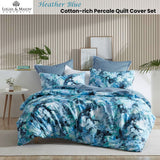 NNEDSZ Heather Blue Cotton-rich Percale Print Quilt Cover Set Queen