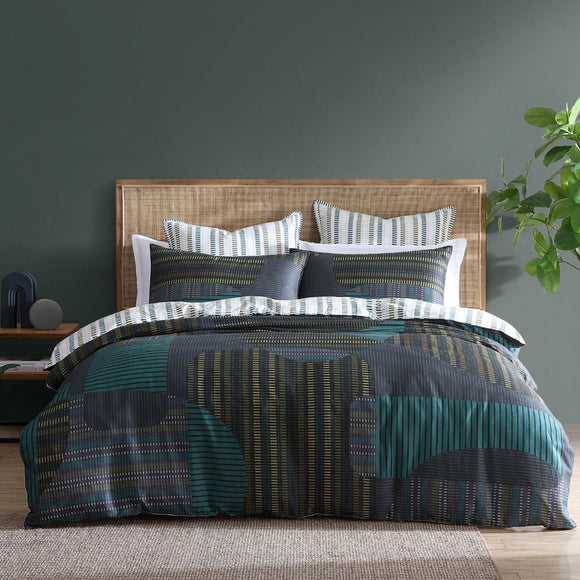 NNEDSZ 250TC Hemsworth Charcoal Cotton Sateen Quilt Cover Set King