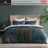 NNEDSZ 250TC Hemsworth Charcoal Cotton Sateen Quilt Cover Set King