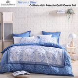 NNEDSZ Hiromi Blue Cotton-rich Percale Print Quilt Cover Set Queen