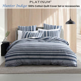 NNEDSZ Platinum Collection Hunter Indigo 100% Cotton Seersucker Quilt Cover Set King