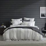 NNEDSZ Platinum Collection Hurley Charcoal Cotton Jacquard Stripe Quilt Cover Set King