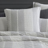 NNEDSZ Platinum Collection Hurley Charcoal Cotton Jacquard Stripe Quilt Cover Set King