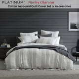 NNEDSZ Platinum Collection Hurley Charcoal Cotton Jacquard Stripe Quilt Cover Set Queen