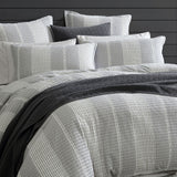 NNEDSZ Platinum Collection Hurley Charcoal Cotton Jacquard Stripe Quilt Cover Set Super King