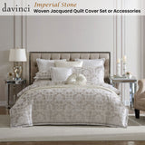 NNEDSZ Davinci Imperial Stone Woven Jacquard Damask Quilt Cover Set King